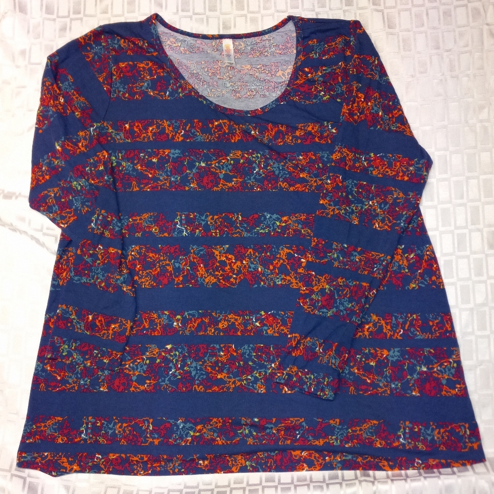 LLR LuLaRoe Shirt Women 3XL Lynnae Shirt Multicolor Stripes